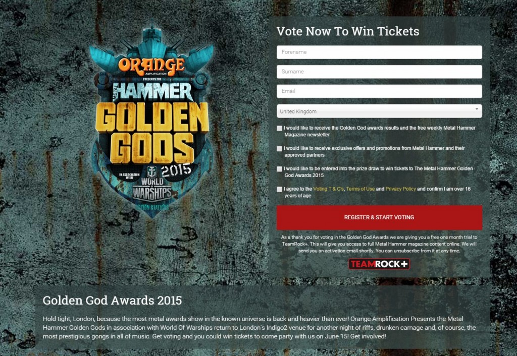 Metal Hammer Golden Gods Awards 2015 vote